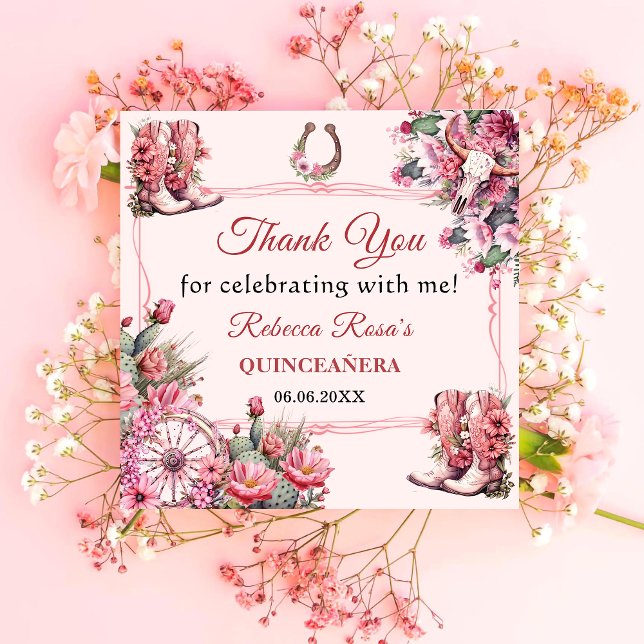 Rosa Rustic Boho Western Charra Theme Quinceanera Pappersservett (Skapare uppladdad)