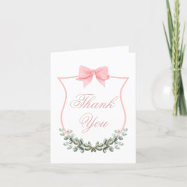 Rosa Rustic Bow Eucalyptus Vapensköld Baby Shower Tack Kort