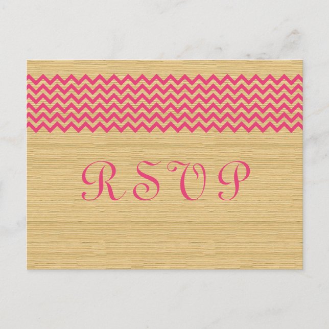 Rosa Rustic Chevron OSA Postcard Inbjudan Vykort (Framsida)