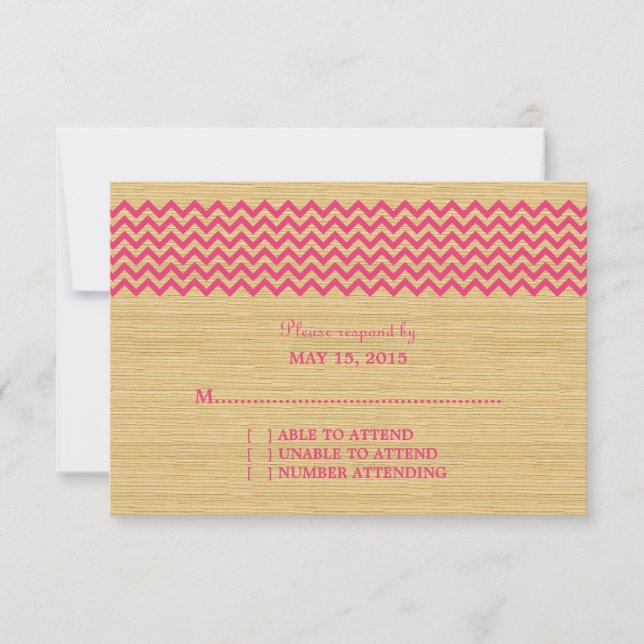 Rosa Rustic Chevron-svarskort OSA Kort (Framsida)