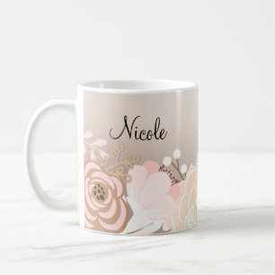 Rosa Rustic Glam Blommigt Flowers Personlig Kaffemugg
