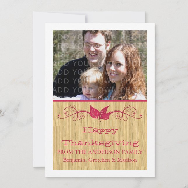 Rosa Rustic Löv Thanksgiving Photo Flat Card Julkort (Framsida)