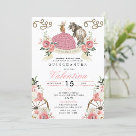 Rosa Rustic Mariachi Cowgirl Western Quinceañera Inbjudningar
