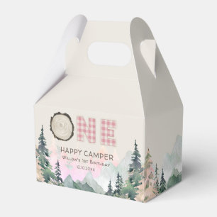 Rosa Rustic One Lycklig Camper Birthday Presentaskar