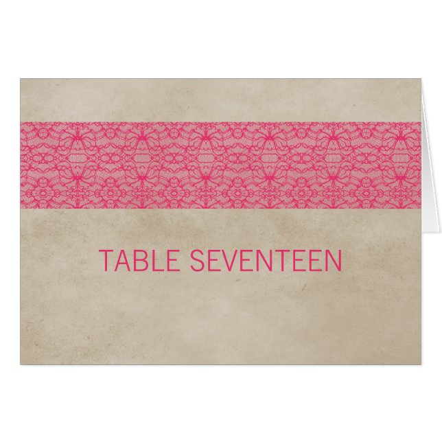 Rosa Rustic Snöre Bordsnummer Card Hälsningskort (Framsidan Horizontal)