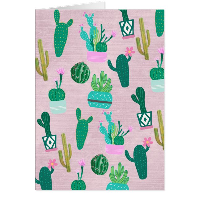 Rosa Rustic Southwest Cacti Cactus Plants OBS Kort (Framsidan)