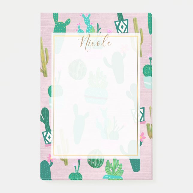 Rosa Rustic Southwest Cacti Cactus Plants Post-it Block (Framsida)