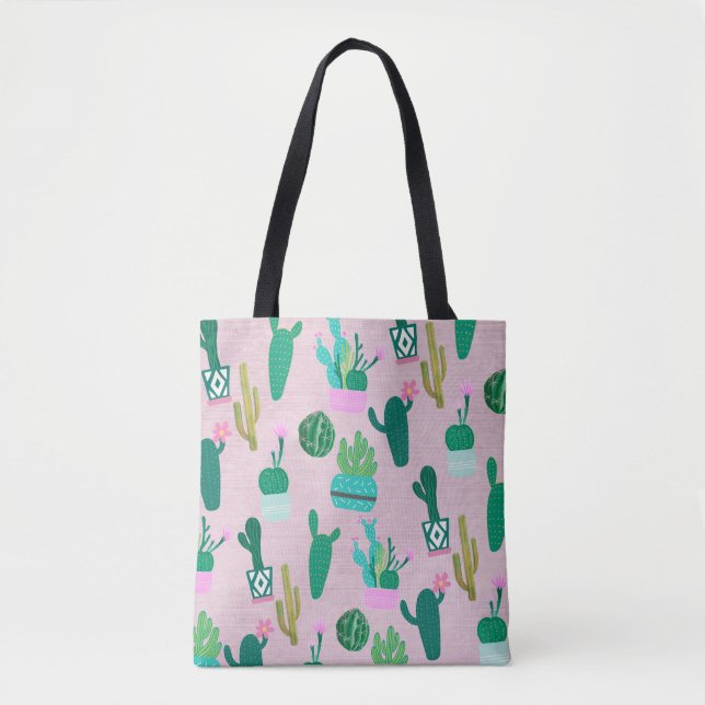 Rosa Rustic Southwest Cacti Cactus Plants Tygkasse (Framsida)