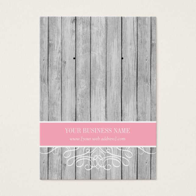 Rosa Rustic Wood Anpassningsbar Earring Card Visitkort (Framsidan)