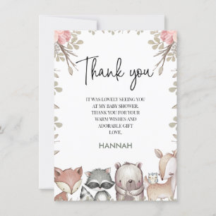 Rosa Rustic Woodland Baby Shower Tack för ditt kor Inbjudningar
