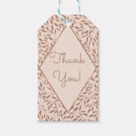 Rosa rustika blad Botanisk glamour Bröllopsdusch Presentetikett