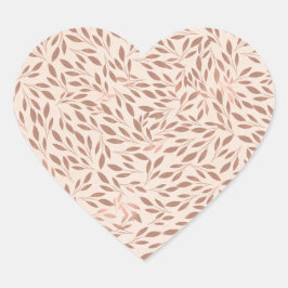 Rosa rustika blad Botanisk glamour bröllopsfest Hjärtformat Klistermärke