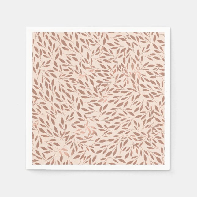 Rosa rustika blad Botanisk glamour bröllopsfest Pappersservett (Framsidan)