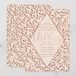 Rosa rustika blad Botanisk glamourbröllop Inbjudningar