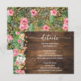 Rosa Rustika Vilda Safari Djur Baby Shower Detalje Tilläggskort
