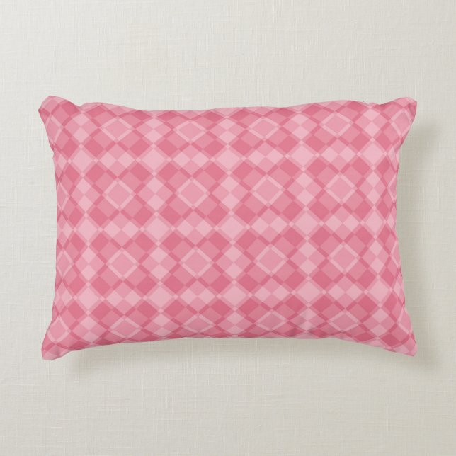 Rosa rutig argyle-mönster prydnadskudde (Framsidan)