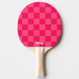 Rosa rutig bakgrund med anpassat namn pingisracket