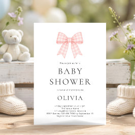 Rosa rutig band baby shower inbjudningar