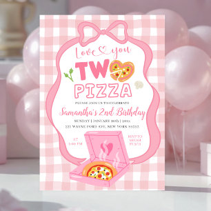 Rosa rutig bandesignKärlek till dig TVO pizza föde Inbjudningar