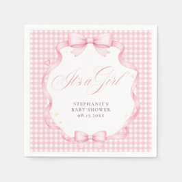 Rosa rutig Coquette-smycke Det är en tjej - Baby S Pappersservett