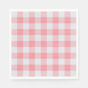 Rosa rutig gingham söt tjejaktig pappersservett