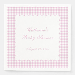 Rosa rutig klassisk babyshower servett