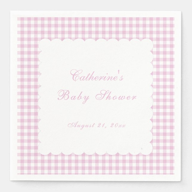 Rosa rutig klassisk babyshower servett (Skapare uppladdad)