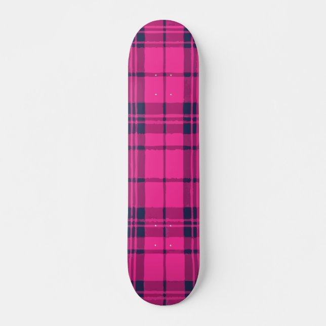 Rosa Rutig Modernt Mönsterdesign Mini Skateboard Bräda 18,5 Cm (Framsida)