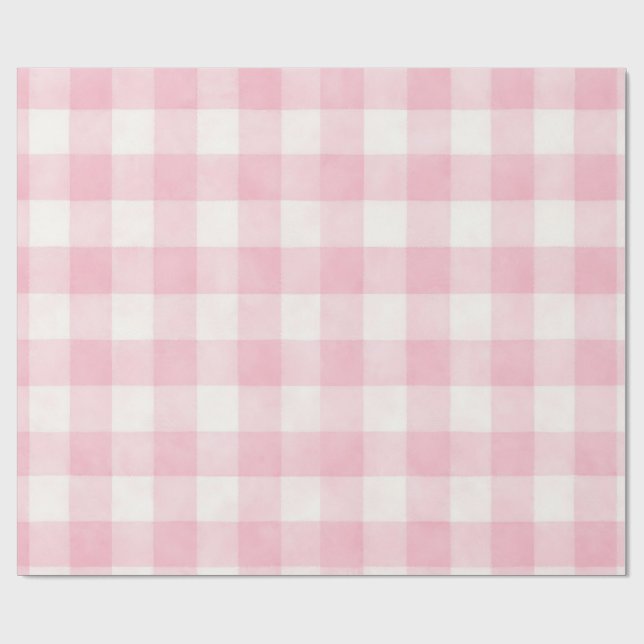 Rosa rutig  presentpapper (Platt)