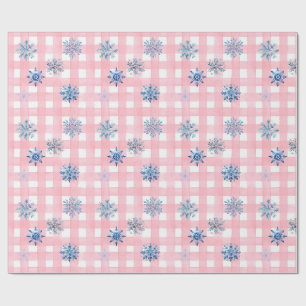 Rosa rutig snöflinga presentpapper
