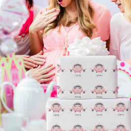 Rosa rutig söt flygplansflicka namn personlig presentpapper