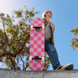 Rosa rutig tryck mini skateboard bräda 18,5 cm