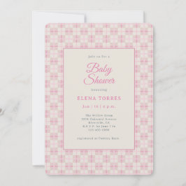 Rosa Rutiga Baby Shower Inbjudan