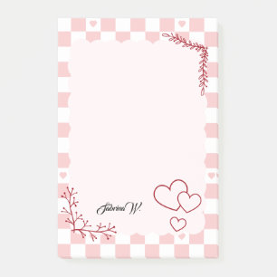 Rosa rutiga bakgrunds Post-It-lappar Post-it Block