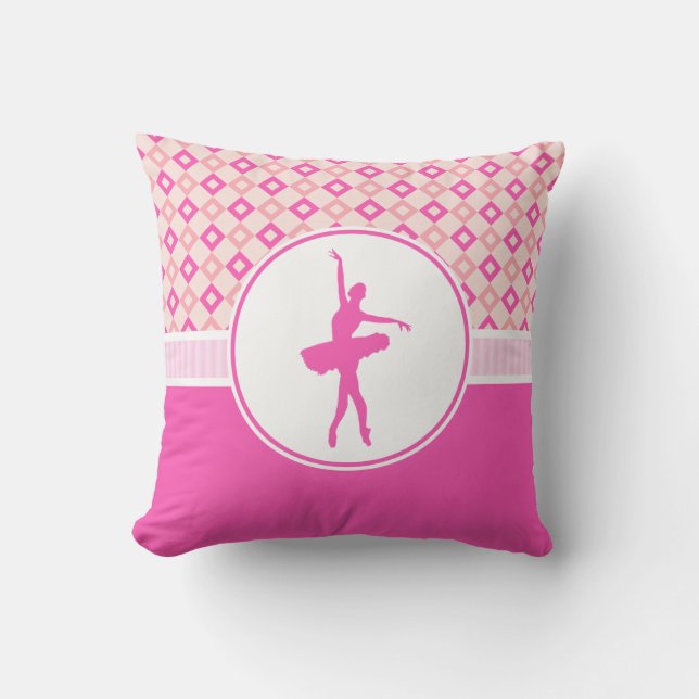 Rosa rutiga diamantdans med monogram kudde (Framsida)