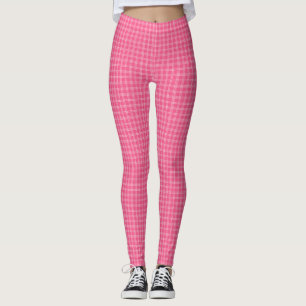 Rosa rutiga leggings visade fram- och baksida 