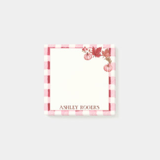 Rosa rutigt akvarellpumpa höst post-it block