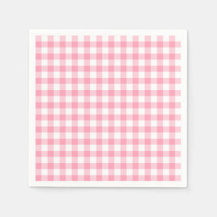 Rosa rutigt baby-Q grillfest tjej BBQ babyfirande Pappersservett