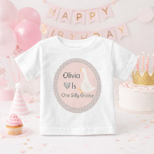 Rosa rutigt ett dumt gås flickas födelsedagsfest t shirt