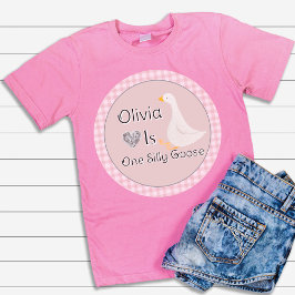 Rosa Rutigt Gås Flicka Födelsedagsfest T Shirt