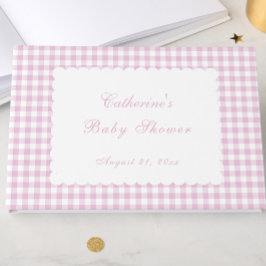 Rosa rutigt klassiskt gästebok för baby shower gästböcker
