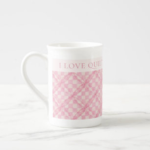 ROSA RUTIGT QUILT Benporسل Mug + Text / Rosenskift Benporslin Mugg