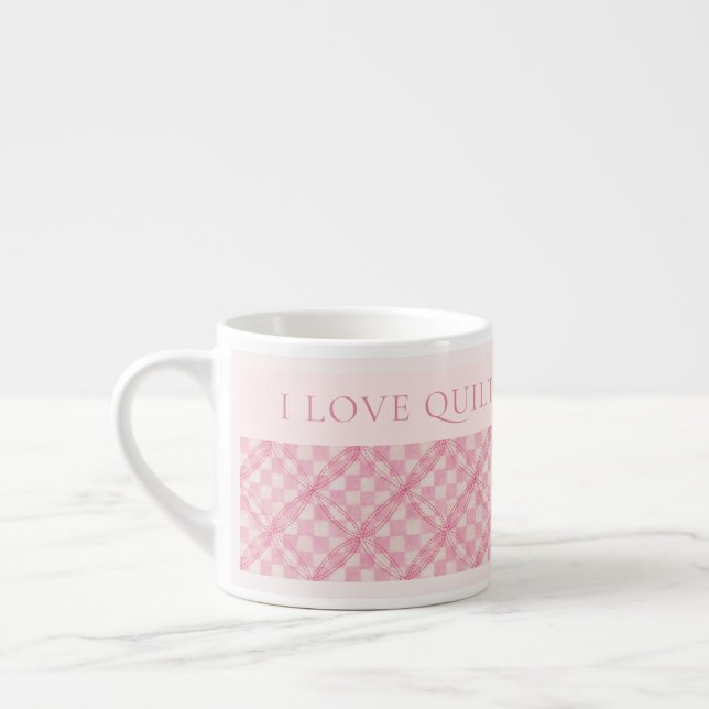 ROSA RUTIGT QUILT Espressokopp + Text / Rodnad (Vänster)