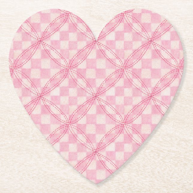 ROSA RUTIGT QUILT Hjärtpapper Underlägg Papper (Framsida)