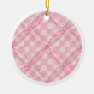ROSA RUTIGT QUILT Keramisk Cirkelprydnad Julgransprydnad Keramik