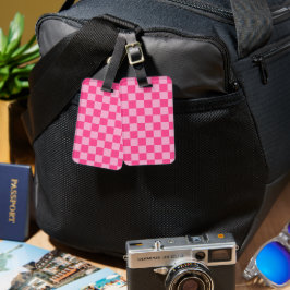 Rosa rutigt tryck bagagebricka