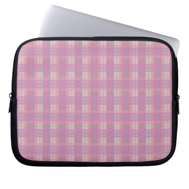 Rosa rutmönstrad datorskydd laptop fodral (Framsidan)