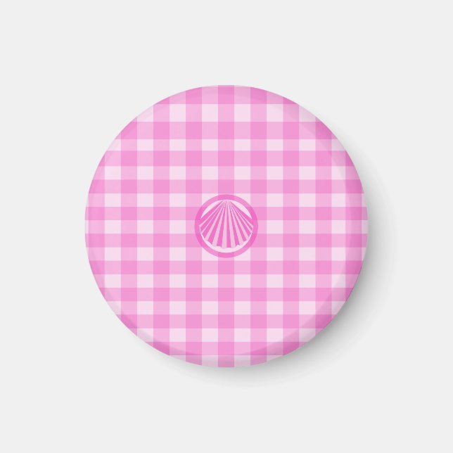 Rosa rutor med snäckskal magnet (Framsidan)