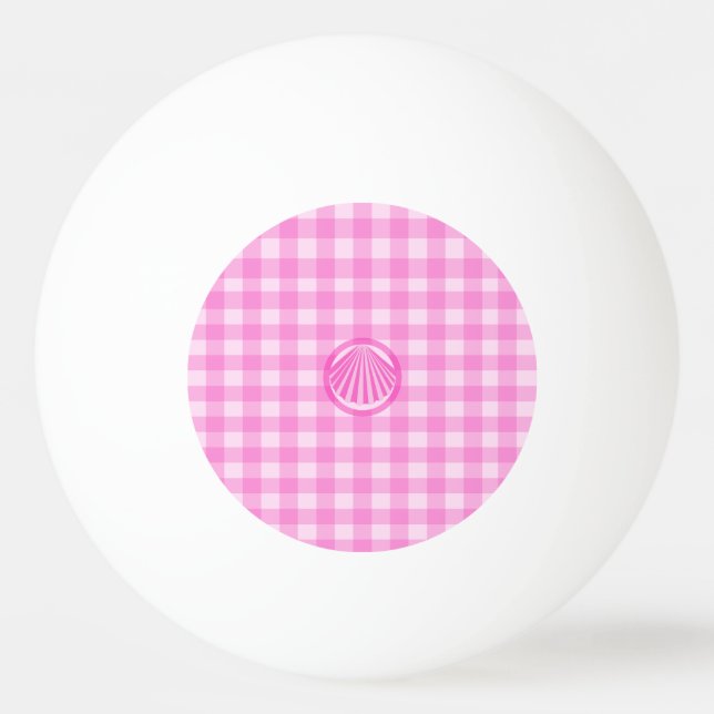 Rosa rutor med snäckskal- pingisboll (Framsidan)