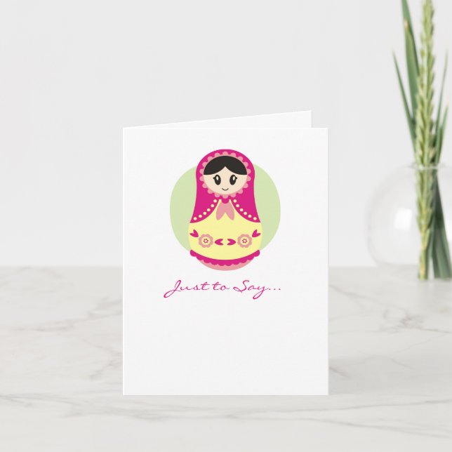 Rosa rysk docka Notecard Kort (Framsida)